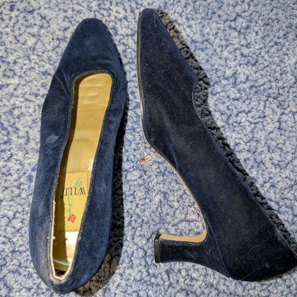 Wild Rose Dark Blue Suede Heels